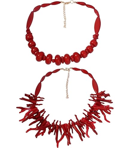 Amazon.com: SZYDD Red Coral Irregular Necklace Fashion